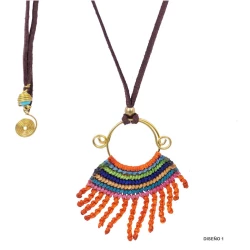 Collar cuero y macrame CL164IN