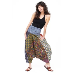 Pantalon afgano de algodon, patchwork de diferentes estampados