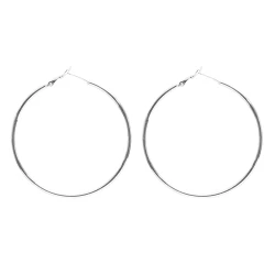 Pendientes de aro de laton chapados en color plateado