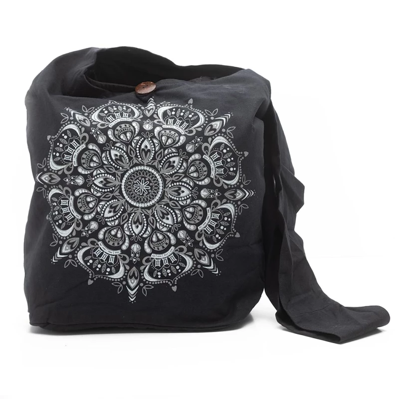 Bolso macuto hippie con mandala serigrafiado