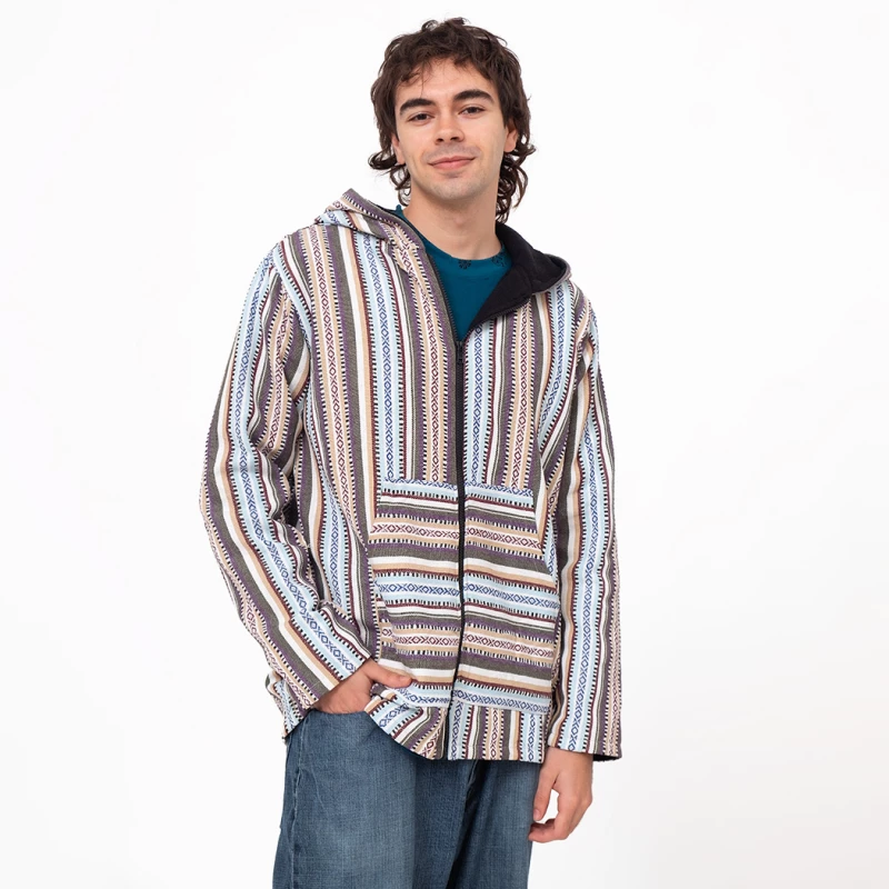 Chaqueta hippie para hombre con forro polar interior