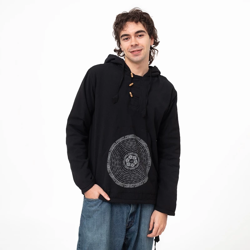 Camisa sudadera con forro polar interior y mandala serigrafiada