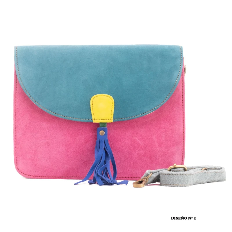 Bolso de ante multicolor para mujer | Estilo boho y artesanal BG439
