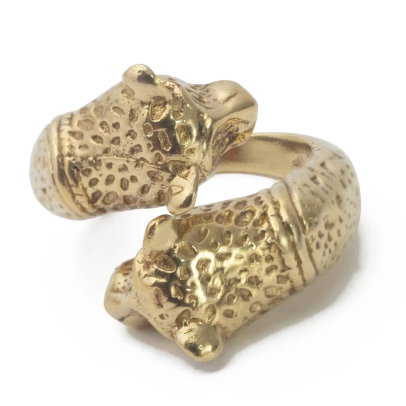 Anillo en espiral con cabezas de leopardo AN204IN