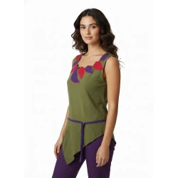 Top de algodón estilo hippie con escote de picos TPNE1301