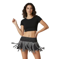 Falda corta Pixie pareo de yute de algodón — estilo bohemio para playa y verano