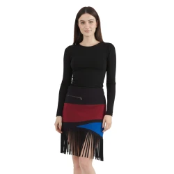 Falda polar boho asimétrica con flecos para mujer, ideal para invierno