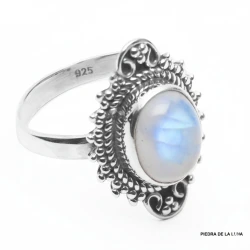 Anillo lanzadera de plata 925 con piedra natural y estilo étnico hindú