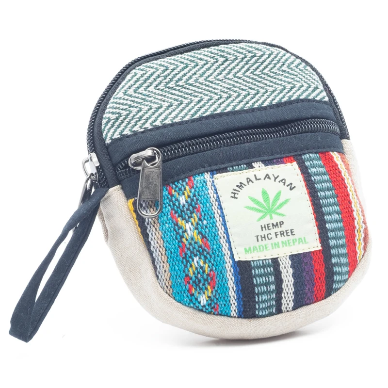 Monedero de cáñamo circular estilo étnico y natural