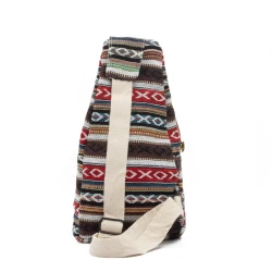 Riñonera cruzada de cáñamo con rayas hippie y múltiples bolsillos