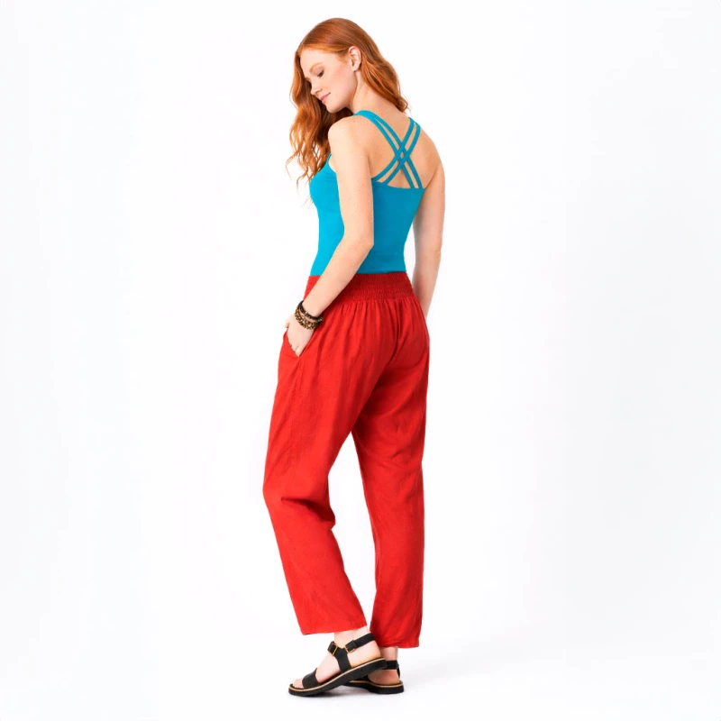 Pantalón recto hippie de rayón