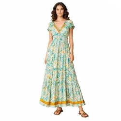 Vestido largo de poliseda estampado para verano