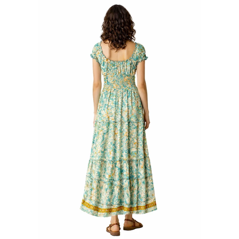 Vestido largo de poliseda estampado para verano